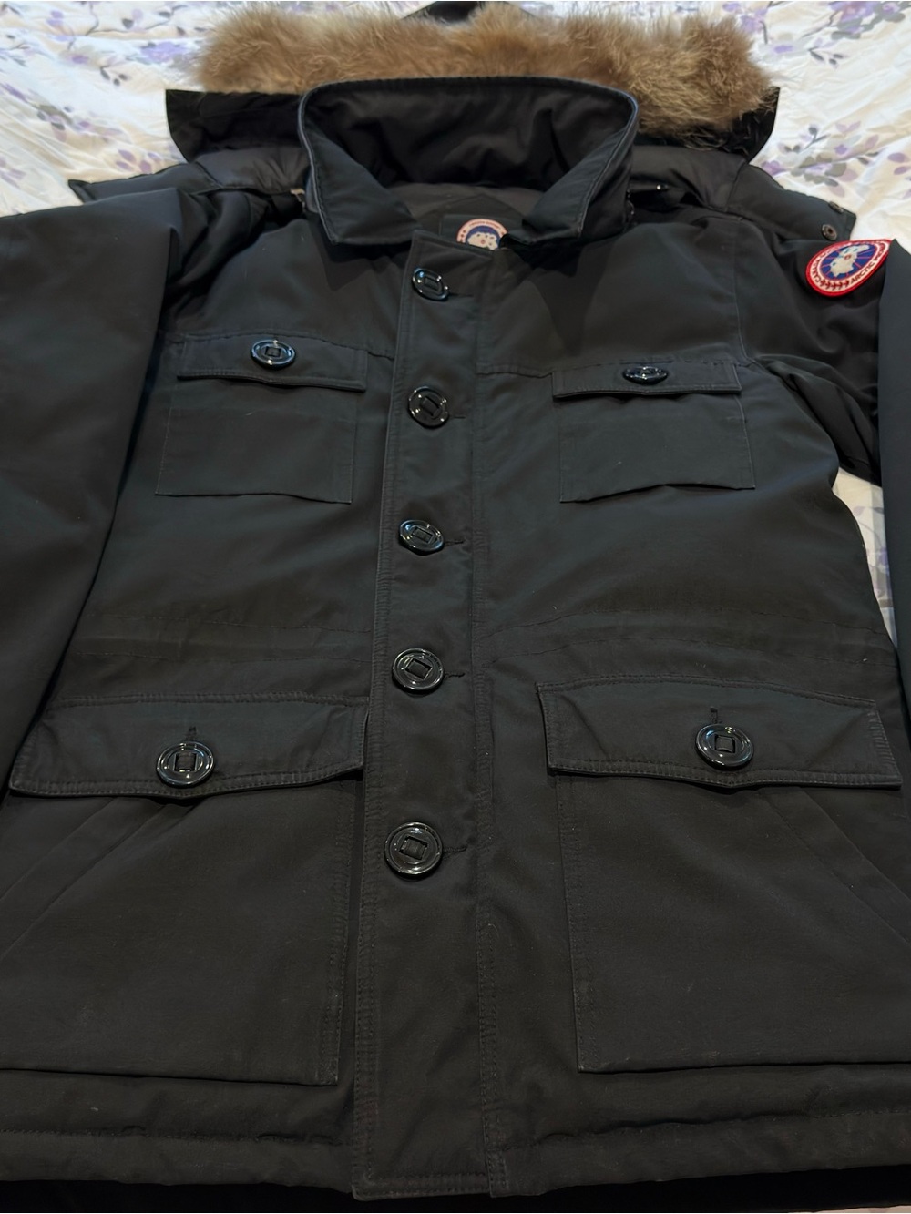Canada Goose Black Men's Parka with Fur-Trim Hood